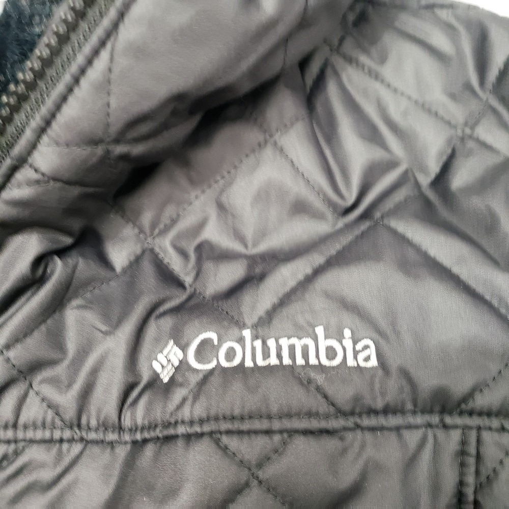 Columbia Jacket Womens XL Black Full Zip Hooded Diamond Quilted Fleece Lined - Picture 4 of 11